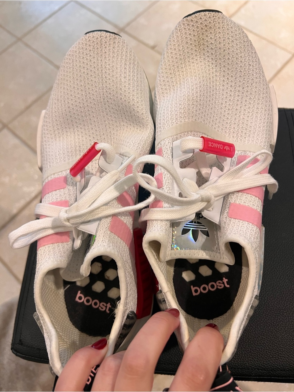 Adidas NMD_R1 White True Pink Hologram women's 9 - Picture 3 of 7